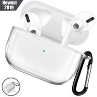 WAAILU Protective Cover Compatible with AirPods Pro Case, Case with Keychain for AirPods 3 Charging Case - 2019 Release Visible Front LED Shock-Absorbing Soft Slim Silicone Case Skin - Clear