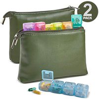 Weekly Travel Pill Organizer - Pack of 2 7-Day Per Week Wallet Organizer Pouch - Daily AM PM 4 Times a Day Pill Boxes, Vitamins and Medication with Individual Pill Container Dispenser Case by MEDca