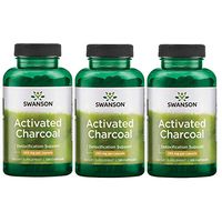 Activated Charcoal 260 mg 120 Caps by Swanson Premium Pack of 3