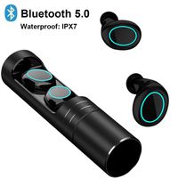 Insaneness IPX7 Waterproof Superb Bass Stereo Sound Effect Wireless Stereo Bluetooth 5.0 TWS Earphones (Black)