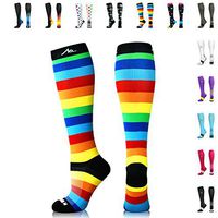 NEWZILL Compression Socks (20-30mmHg) for Men & Women (Rainbow Stripes, Medium)