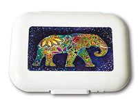 Small Weekly Pill Case - Geometric Art Elephant Travel Pill Organizer Box for Travel Safe Plastic Material 7 Small and 1 Large-Compartment