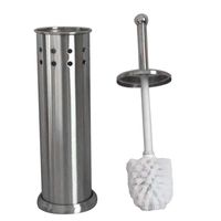 Yvetti Toilet Brush Set Holder Stand Compact Space Saving Sturdy for Bathroom Toilet Clean Tool Silver