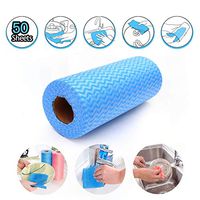 Jieeen Dishcloth Kitchen Towels Reusable Disposable Cleaning Cloths Heavy Duty Eco-Friendly Non Woven Fabric Mutipurpose Handy Wipes No Paper Towels 50 pcs/roll (1 Color, 3 Rolls)