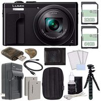Panasonic Lumix DMC-ZS60 Digital Camera (Black) + 32GB + 64GB + Rechargable Li-Ion Battery + Small Carrying Case + Charger + HDMI Cable + Card Reader + Small Tripod Bundle