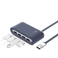 lotus.flower Multi Port 4-Port USB 2.0 Hub Powered Creative 4 Ports Multiple USB Splitter Expander for MacBook iMac PC Laptop Computer Gift (Blue)
