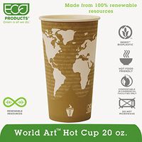 Eco-Products EPBHC20WAPK World Art Renewable & Compostable Hot Cups Convenience Pack - 20 oz, 50/PK