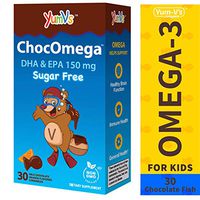 YumVs ChocOmega Omega-3 Vitamin Chewables for Kids, Sugar-Free Milk Chocolate (Orange-Flavored); 150mg (60mg DHA, 90mg EPA) Children’s Daily Dietary Supplement (30 Count)