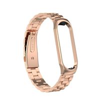 Eachbid Watch Strap Stainless Steel Screwless Smart Watch Wrist Band Fitness Sports Wristband Bracelet Replacement Fit for Xiaomi MI Miband 3 4 Rose Gold