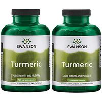 Swanson Turmeric Curcumin Antioxidant Joint Health Cardiovascular Liver Detox Mood Memory Support Supplement Curcuma Longa 720 mg per Cap (1.44 Grams per 2 Cap Serving Size) 240 Capsules (2 Pack)