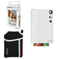 Polaroid Mint Instant Digital Camera (White) Basic Bundle + Paper (20 Sheets) + Deluxe Pouch