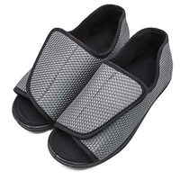 Men's Slippers Wide Width Open Toe Diabetic Arthritis Edema Swollen Feet House Shoes Indoor/Outdoor Grey