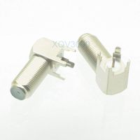 Gimax 2pcs Connector F TV female jack pin right angle solder PCB mount RF COAXIAL