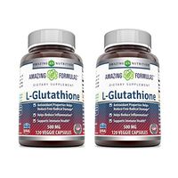 Amazing Formulas L-Glutathione, 500 Mg Veggie Capsules (Non-GMO) - Antioxidant Properties Helps Reduce Free Radical Damage - Helps Reduce Inflammation - Supports Immune Health. (120 Count) (Pack of 2)
