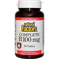 Natural Factors, Complete B 100 mg, Time Released Support for a Healthy Mood, Energy Levels, Skin, Hair and Vision, 90 tablets (90 servings)