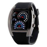Elevin(TM) Fashion Aviation Turbo Dial Flash LED Watch Gift Mens Lady Sports Car Meter (Black)