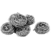 uxcell Stainless Steel Wire Kitchenware Dish Pan Scrubber Pad Cleaning Tool 60mm 6pcs Silver Tone
