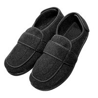 Cozy Ankle Men's Extra Wide Adjustable Slippers Edema, Diabetic and Swollen Feet Indoor/Outdoor Footwear Black