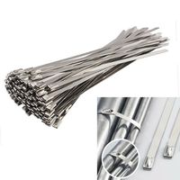 Vktech 100pcs Stainless Steel Exhaust Wrap Coated Locking Cable Zip Ties (11.8 Inch)