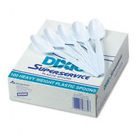 Dixie : Plastic Tableware, Heavyweight Teaspoons, White, 100 per Box -:- Sold as 2 Packs of - 100 - / - Total of 200 Each