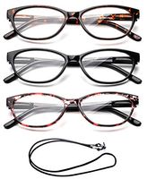 Newbee Fashion - Slim Cat Eye Translucent Tortoise Shell Fashion Reading Glasses for Women 3 Pack with Lanyard +1.75