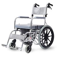 LBYMYB Wheelchair Light Aluminum Bathtub Wheelchair and Potty Elderly Disabled Self-propelled Scooter Volume Folding Transport Travel Portable Wheelchair (Color : Big Wheel Blue)