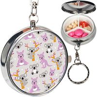Portable Metal Pill Organizer Keychain Case Stash Box with 3 Compartments for Medicine Vitamin (Australian Kangaroos Koala Bear Mom)