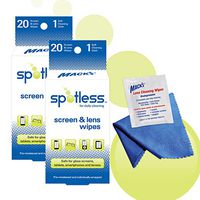 Mack's Spotless Screen and Lens Wipes - 2 Packs of 20 Pre-Moistened Lens Cleaning Wipes Plus Soft Cleaning Cloth for Glass Screens, Cell Phones, Laptops and Eyeglasses