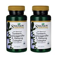 Swanson Full Spectrum Turmeric Ashwagandha & Ginseng Complex 60 Capsules (2 Pack)