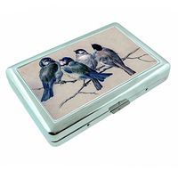 Perfection In Style Metal Silver Cigarette Case Vintage Birds Design 001