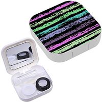 Portable Contact Lens Case Box Travel Kit Mirror + Bottle + Tweezers Container Holder [ Striped ]