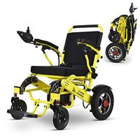 Fold & Travel Lightweight Motorized Electric Power Wheelchair Scooter, Aviation Travel Safe Electric Wheelchair (19 INCHES SEAT Width) (Yellow)