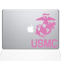 The Decal Guru USMC Logo MacBook Decal Vinyl Sticker - 11" MacBook Air - Pink (1302-MAC-11A-BG)