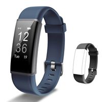 Lintelek Fitness Tracker HR, Activity Tracker with Step Counter, Heart Rate Monitor, Smart Watch with Sleep Monitor, Extra Replacement Band for Men Women Kids (Grey+ Black)