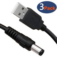 SIOCEN 3-Pack 4ft USB 2.0 A Type Male to DC 5.5 x 2.1mm DC 5V Power Plug Connector Cable USB to 5v Power Cable USB to DC Power Charger Cord