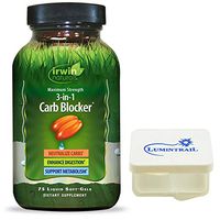 Irwin Naturals 3-in-1 Carb Blocker, Appetite Control Metabolism Support Supplement - 75 Liquid Softgels Bundle with a Lumintrail Pill Case