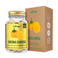 Natrogix 80% HCA Garcinia Cambogia Complex Extract -Made in USA-Reusable Glass Bottle Packaging - Curb Appetite - Fat Burning - Natural Weight Loss Capsules (60 Capsules)