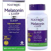 Natrol Advanced Sleep Melatonin + 5 HTP Bi-Layer Tablets, 60 Count (2 Pack)