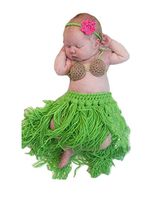 Pinbo Baby Girls Boys Knitted Crochet Headband Bra Hula Skirt Photography Prop