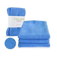 SOLLIEVO Kitchen Microfiber Cleaning Cloth - 3 Pack (Blue) - Premium Quality Lint Free Cloth, Streak Free Microfiber Cloths - Kitchen Cloth That Cleans with Only Water - at Least 300 Washes