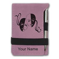Mini Notepad, Drama Masks, Personalized Engraving Included (Pink)