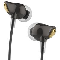 Rock Earphones Wired Headphones In Ear Stereo Noise Isolating Zircon Earbuds with Microphone and Volume Control for Sports Running 3.5mm Jack for In-line Control 1.2M (Black)