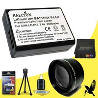 58mm Wide Angle + 2X Telephoto Lenses for Canon EOS Rebel T3i with Canon 18-55mm Lens + Halcyon LP-E10 Battery for Canon EOS Rebel T3i Starter Bundle