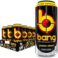Bang Lemon Drop Energy Drink, 0 Calories, Sugar Free with Super Creatine, 16oz, 12 Count