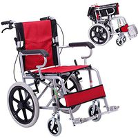 Wheelchair Medical Equipment Lightweight Folding with Handbrakes，Foldable Aluminium Frame, Compact Transit Travel for Elderly, Handicapped, and Disabled Users Wide fo