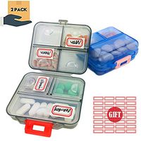 SUANUA Weekly 7 Day Pill Box (2Pack), Portable Travel Pill Organizer 7 Compartments for Vitamin or Medicine