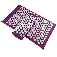 Wiixiong Lotus Acupuncture Massage Pads+Pillow Set Relief Stress Pain Mat (Purple)