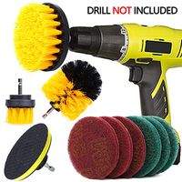 QUIENKITCH 10 Piece Drill Brush Attachments Set, Power Drill Scrubber Brush Attachments, Drill Scrub Pads For Grout, Tiles, Sinks, Bathtub, Bathroom, Shower & Kitchen Surface