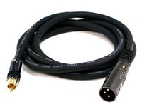 Monoprice XLR Male to RCA Male Cable - 6 Feet - Black with E21Gold Plated Connectors | 16AWG Shielded Twisted Pair Oxygen-Free Copper Braid Conductors - Premier Series