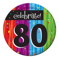 Creative Converting Milestone Celebrations Round Dessert Plates, 24-Count, Celebrate 80